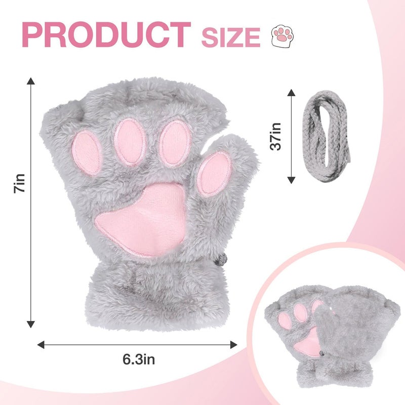 Tiny Chou Cat Paw Gloves for Cosplay Party Halloween Costume Accessories, Winter Fingerless Warm Gloves for Women Girls - Image 2